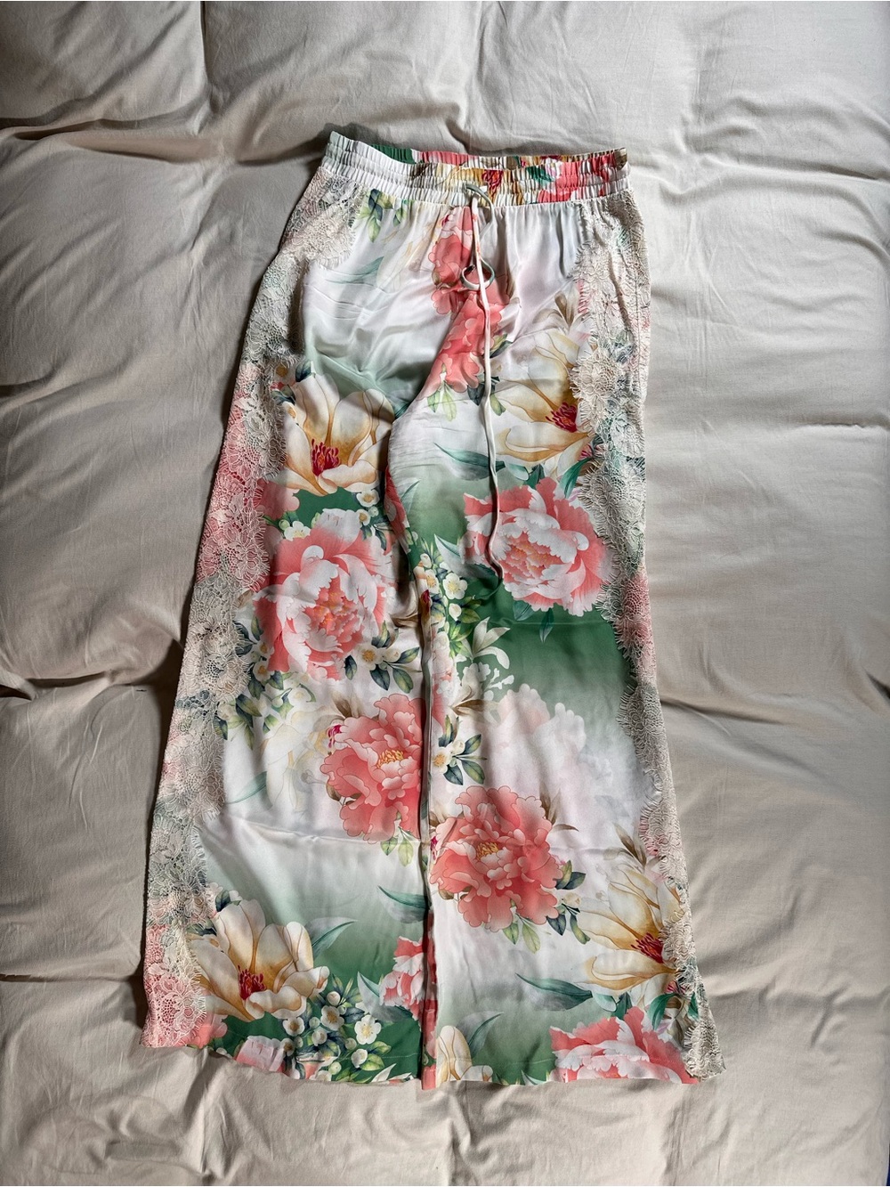 Johnny Was Jade RUKSANA Silk Easy Pull Up Pants XS Cottagecore Floral Boho Chic